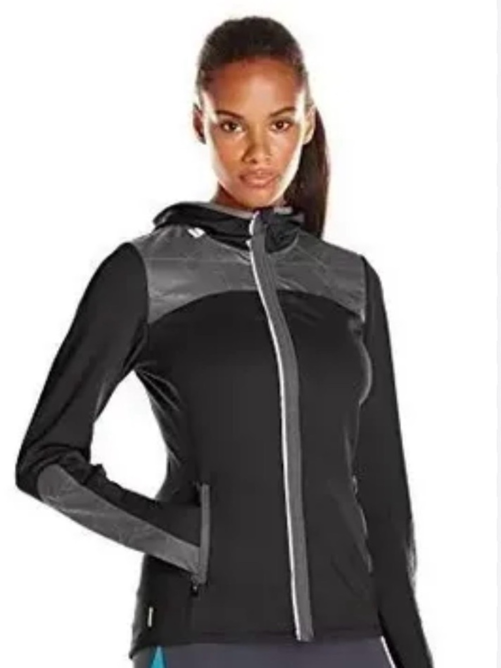 Lole Black Hooded Softshell Jacket with Gray Accents